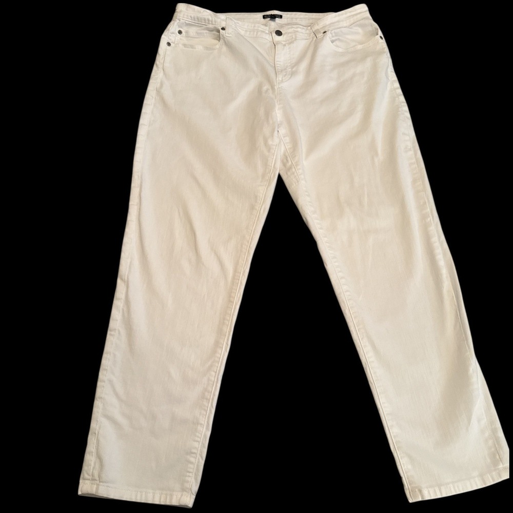 Eileen Fisher Cream White Denim Jeans Straight Leg Size 14‎ Coastal Cowboy